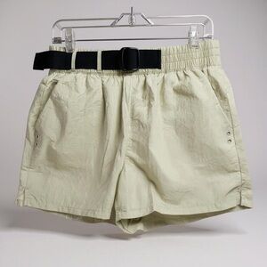 FLX Sage Green Crinkle Belted Woven Shorts. Size Medium